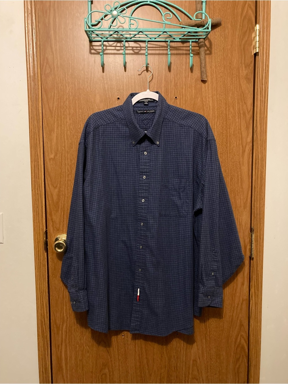 Tommy Hilfiger Blue Checked Long-Sleeve Button-Down Shirt